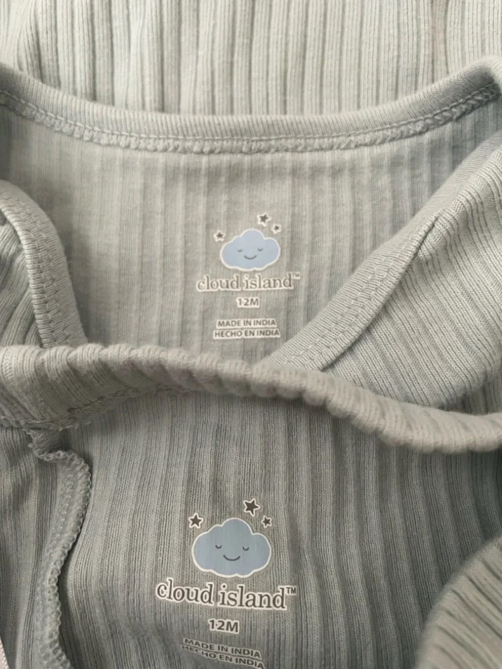 Cloud Island light blue ribbed bodysuit set size 12 months